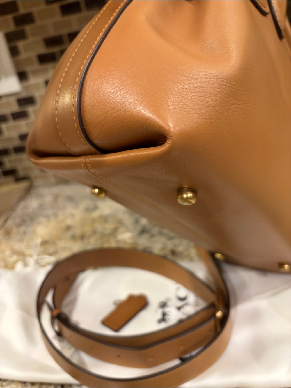 Coach EMPIRE 28 HONEY BROWN soft Leather Satchel - Picture 5 of 17